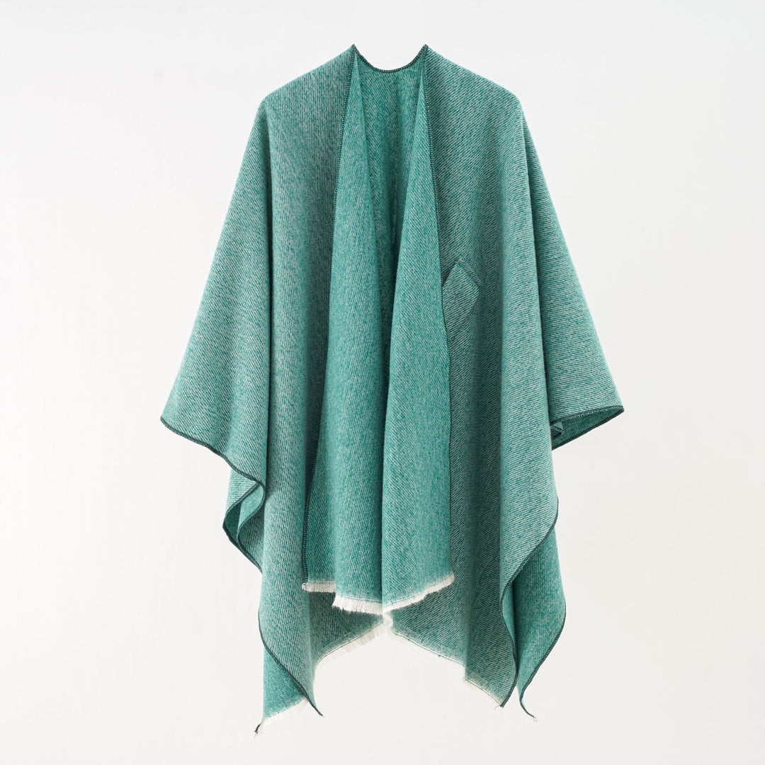 Damen Luxuriöser Oversize Poncho aus hochwertigem Mischgewebe Drune