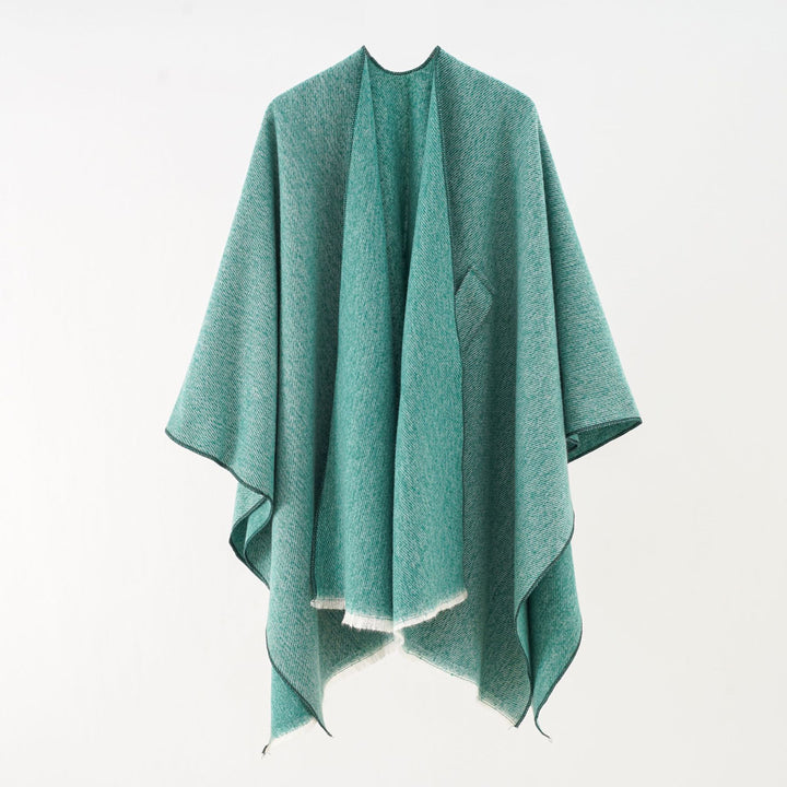 Damen Luxuriöser Oversize Poncho aus hochwertigem Mischgewebe Drune