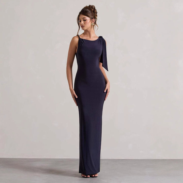 Damen Langärmliges Wickelkleid mit asymmetrischem Schnitt und eleganter Taillierung Drune