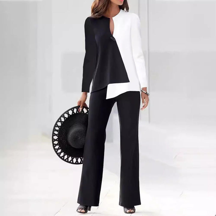 Damen Elegantes und modernes Hosenanzug-Set mit asymmetrischem Design Drune