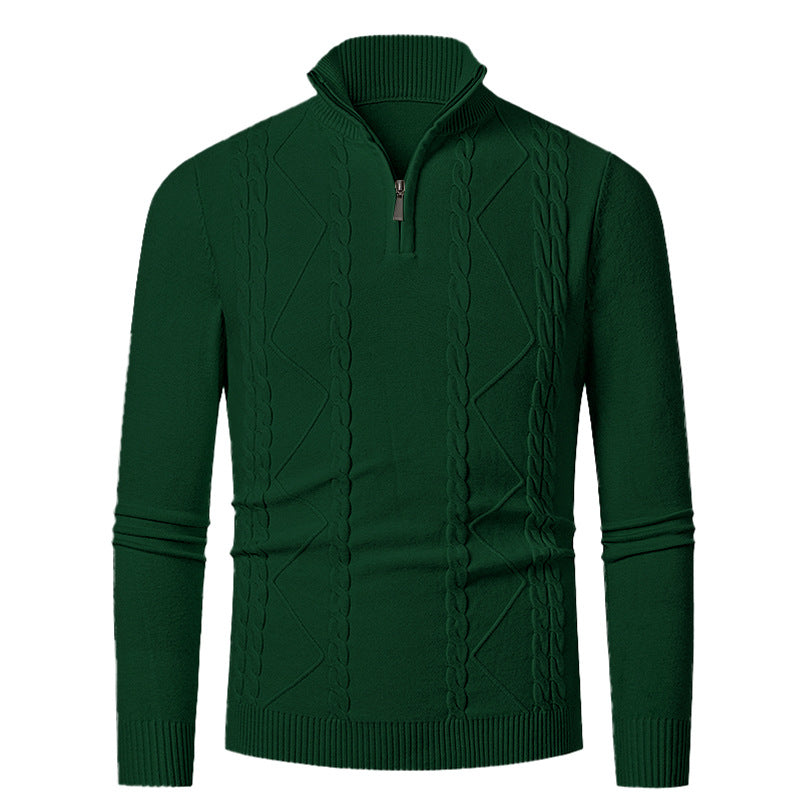 Herren Strickpullover mit Halb-Zip und strukturiertem Muster Drune