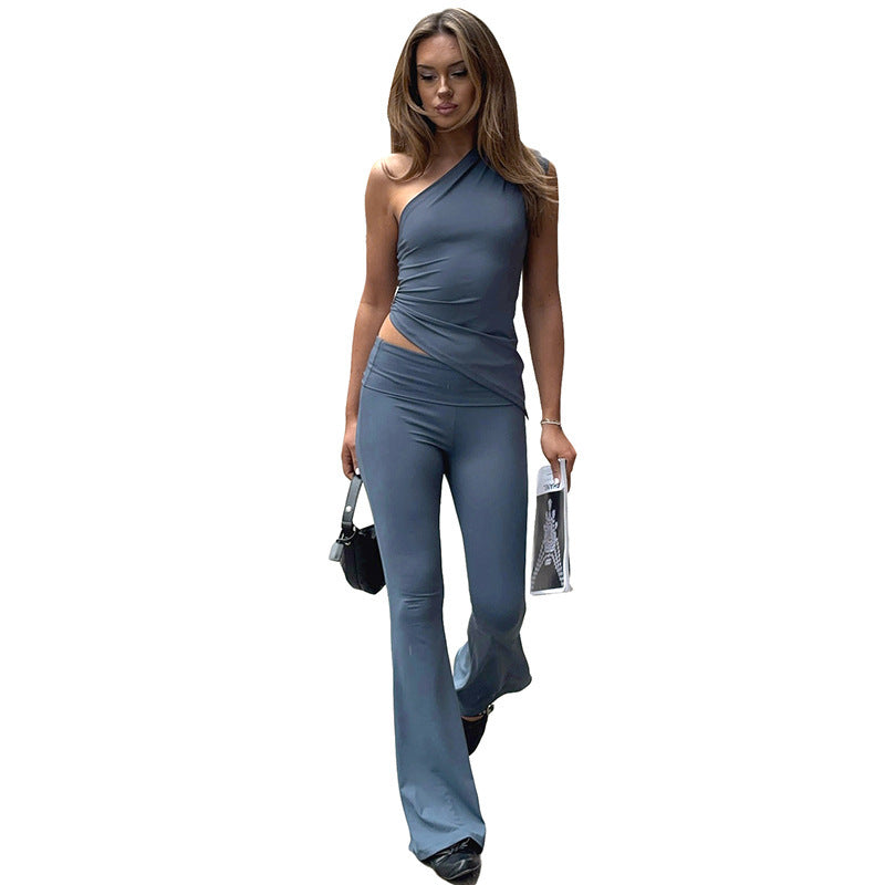 Damen asymmetrisches Jumpsuit mit dekorativer Wickeloptik und weichem, stretchy Material Drune