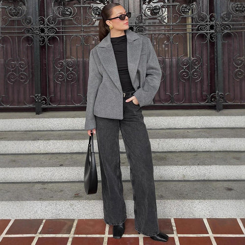 Damen elegante Übergröße Blazerjacke Drune