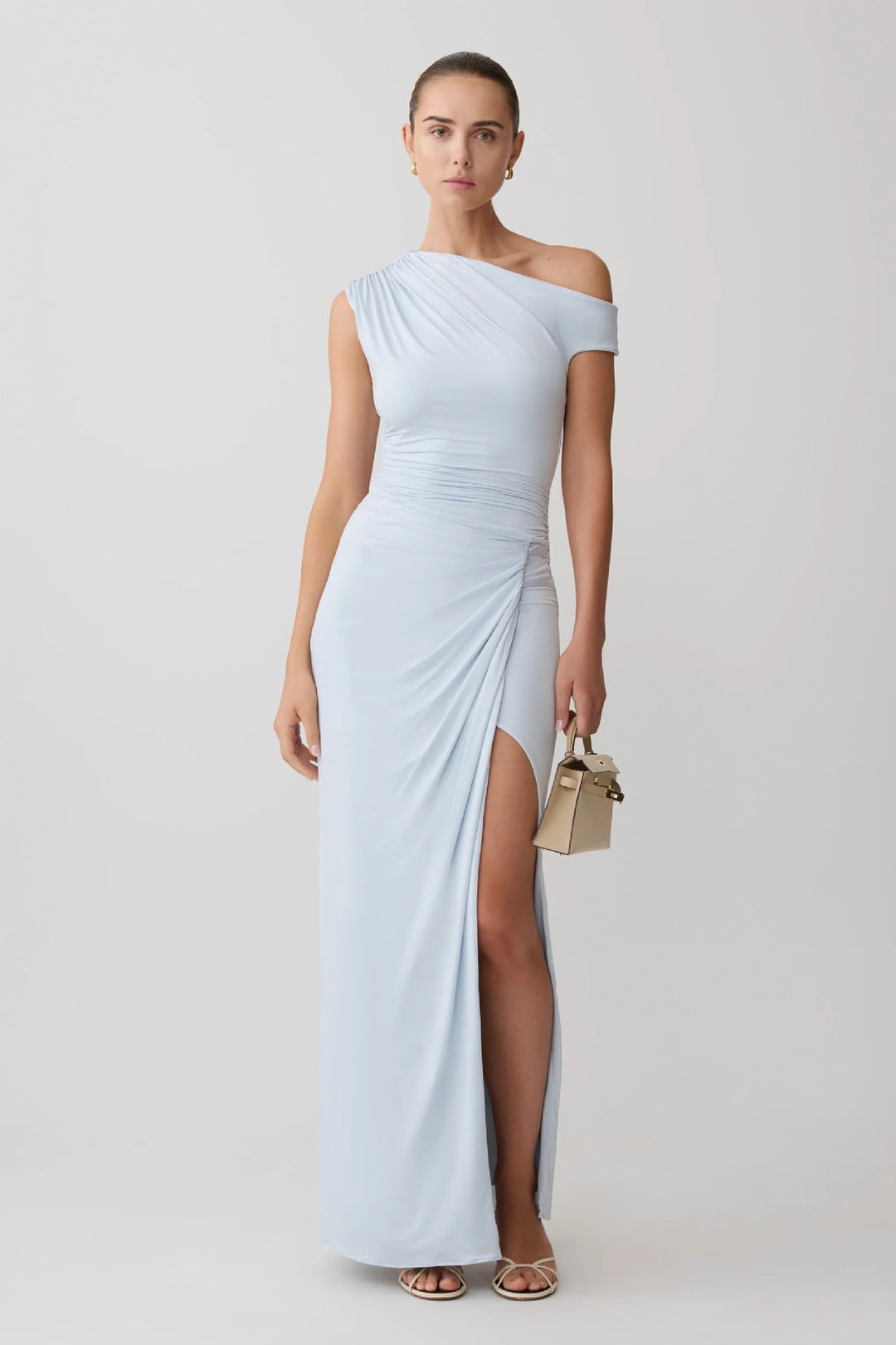 Damen Elegantes Maxi-Kleid mit One-Shoulder Design und hohem Schlitz Drune