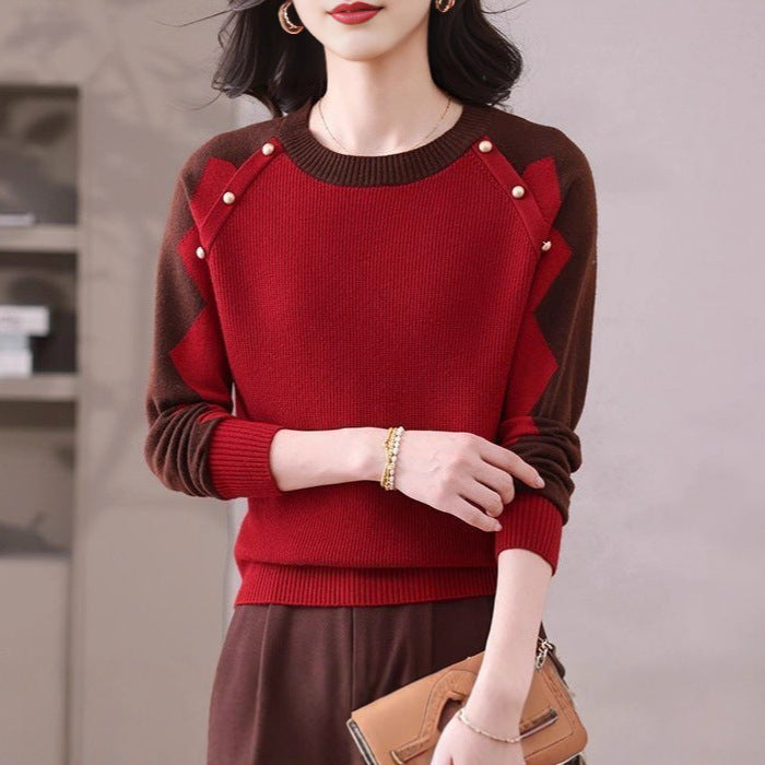 Damen lässiger Pullover mit auffälligen Applikationen Drune