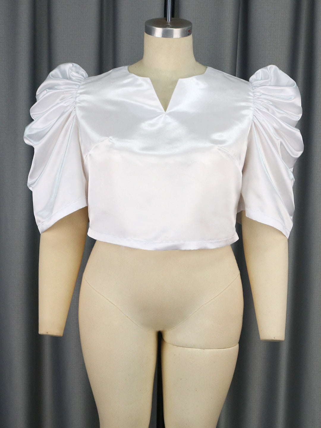 Damen elegantes Kurzarmtop mit voluminösen Puffärmeln Drune