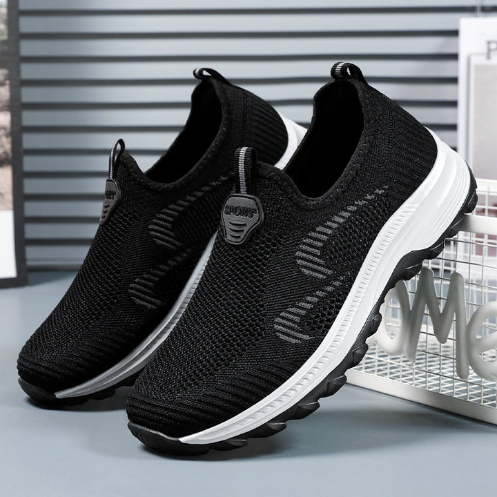 Damen nan nahtloser Strick-Slip-On Komfort-Sneaker mit elastischem Sockenschuh, stoßdämpfender EVA-Zwischensohle und griffiger Profilgummisohle Drune
