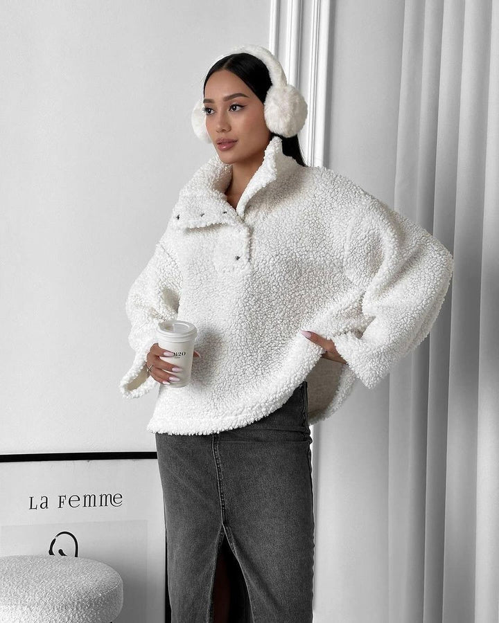 Damen Kuscheliger Fleece-Pullover im Casual-Style Drune