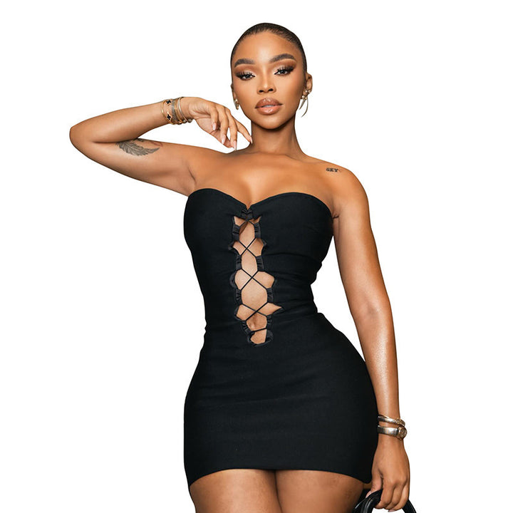 Damen Figurbetontes Wickelkleid mit Rüschendetails Drune