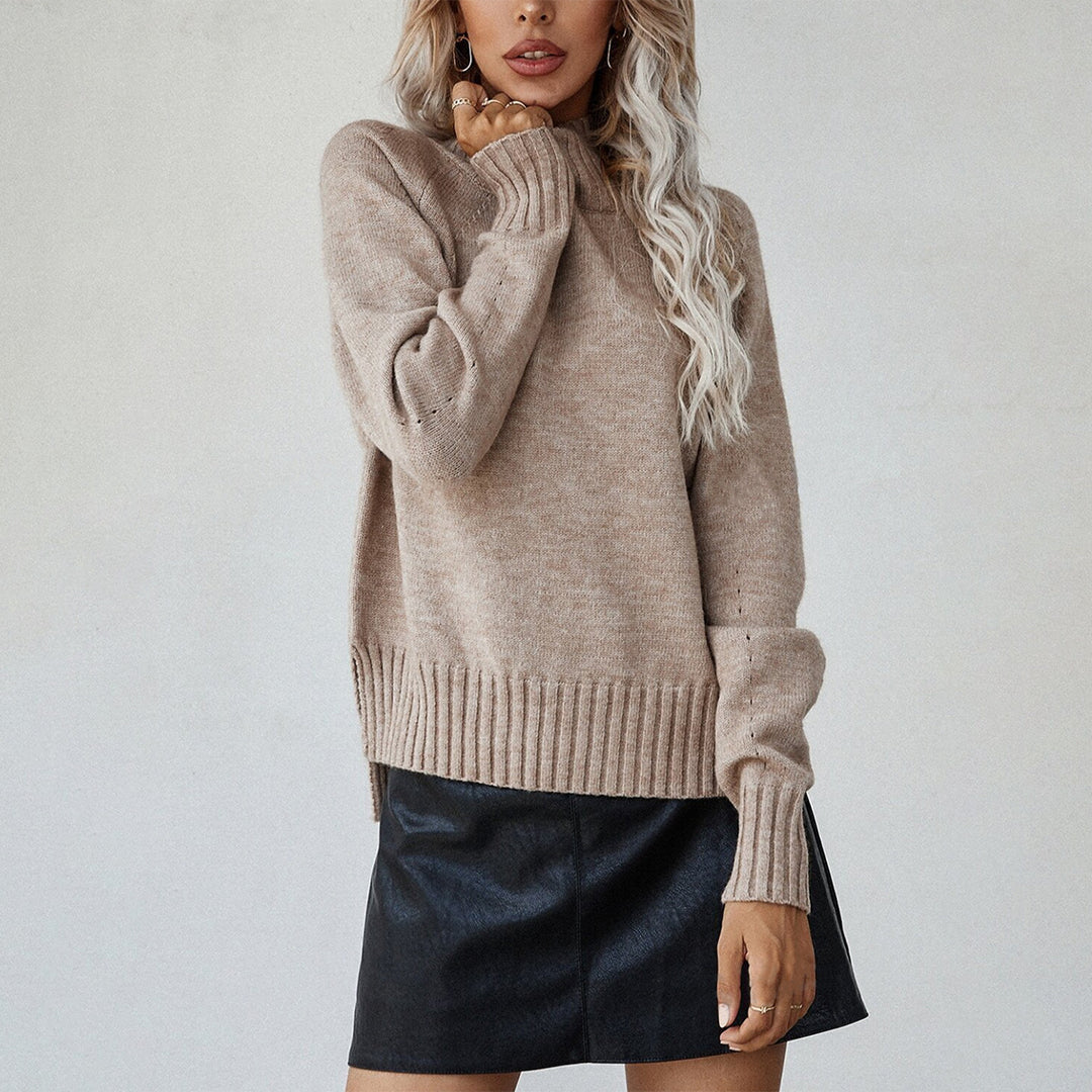 Damen Strickpullover mit hohem Kragen und lässiger Passform Drune