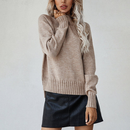 Damen Strickpullover mit hohem Kragen und lässiger Passform Drune