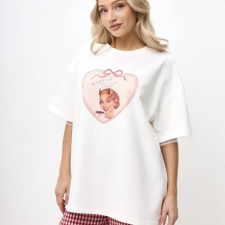 Damen Casual Oversize-Bluse mit Spitzenärmelbindung und lässigem Design Drune