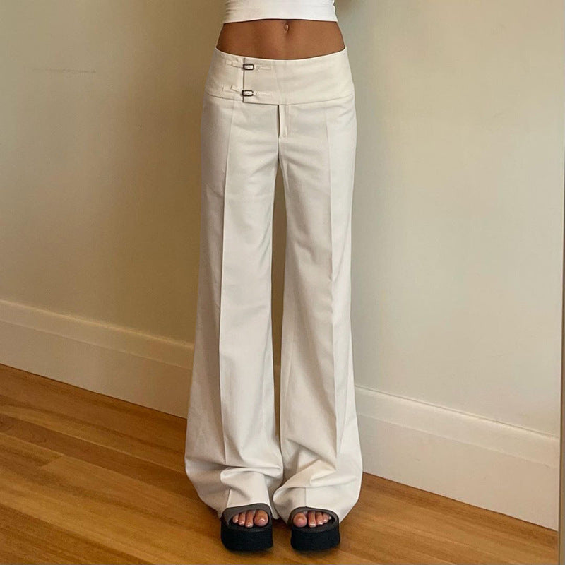 Damen Flared Pants mit modischem Taillengürtel Drune