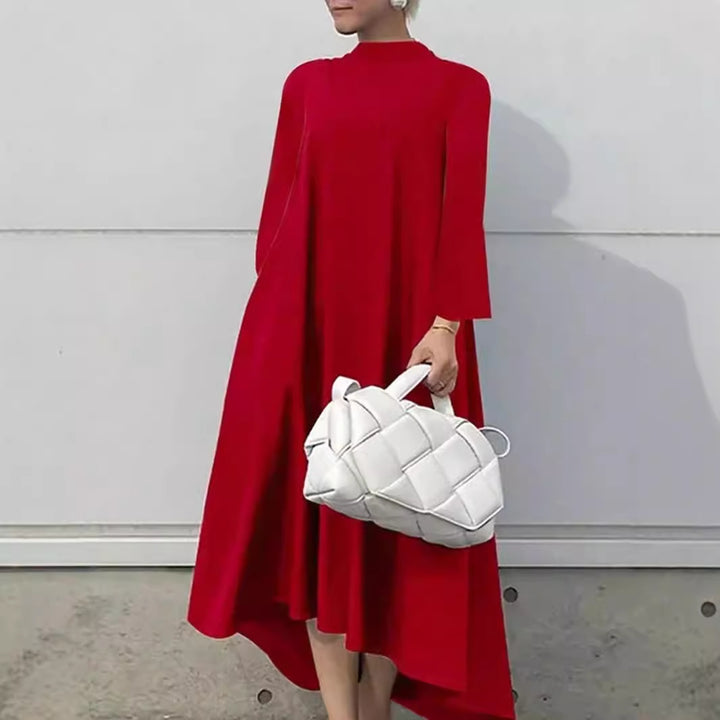 Damen Maxikleid mit asymmetrischem Schnitt und hohem Kragen Drune