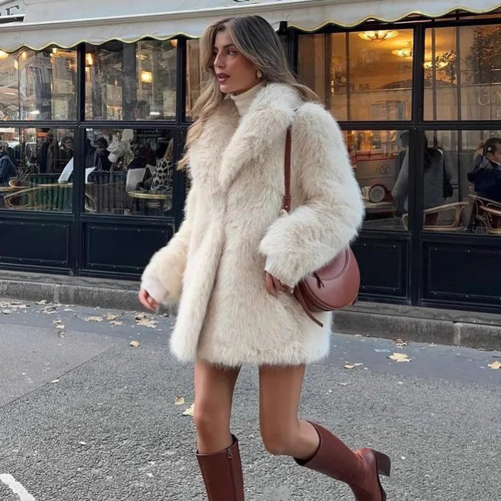 Damen Modischer Fellmantel Drune