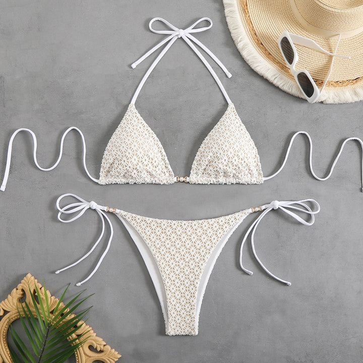 Damen Triangel-Bikini-Set mit verstellbaren Trägern und elegantem Mustermix Drune