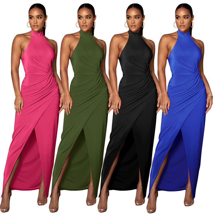 Damen Elegantes, enges Abendkleid mit hohem Kragen und seitlichem Schlitz Drune