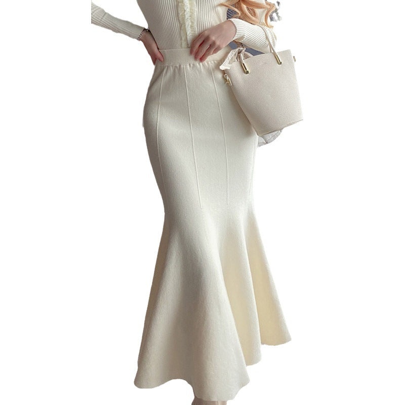 Damen Eleganter ausgestellter Midi-Rock aus feinem Strick Drune