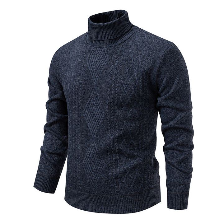Herren nan Feinstrick-Rollkragenpullover mit strukturierter Zopfmuster-Struktur und körpernahem Schnitt Drune