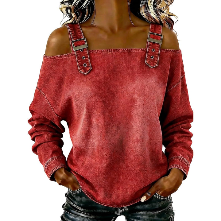 Damen lässiges Sweatshirt mit dekorativen Schulterdetails Drune