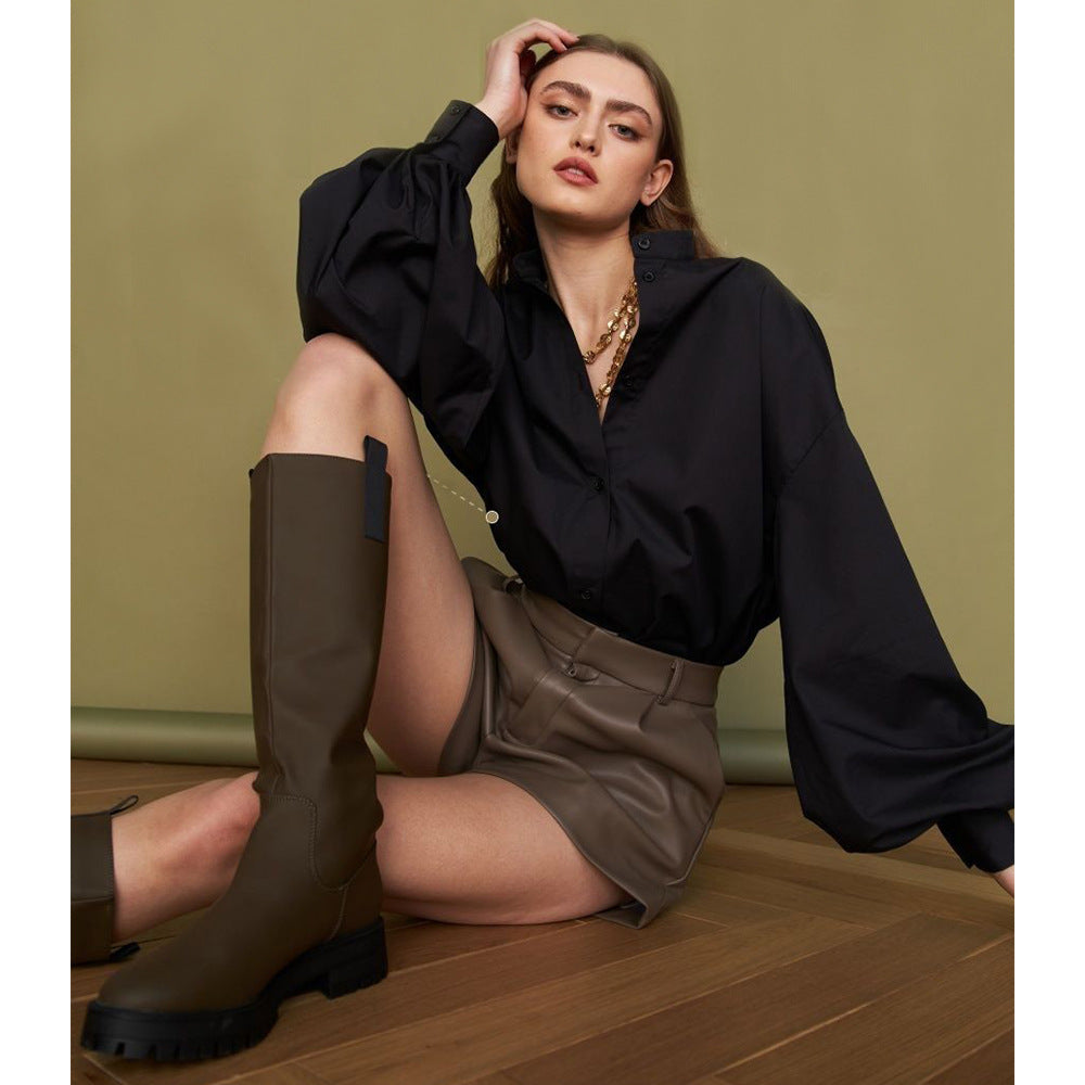 Damen Oversized Bluse mit ballonförmigen Ärmeln und komfortabler Passform Drune