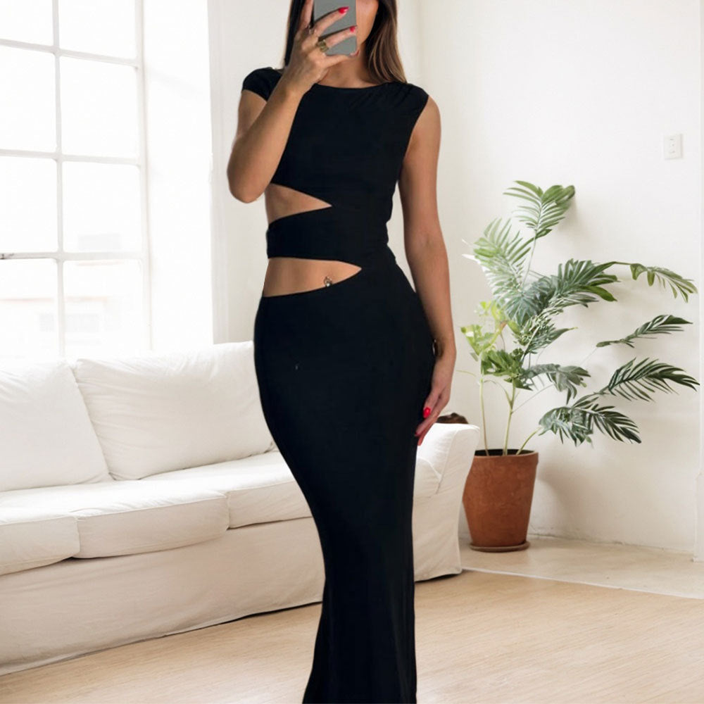 Damen Figurbetontes Maxikleid mit asymmetrischem Cut-Out-Design Drune