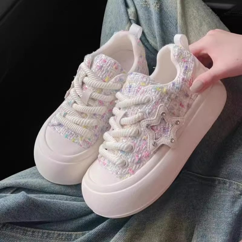 Damen Trendige Komfort-Sneaker mit glitzerndem Sternen-Detail Drune