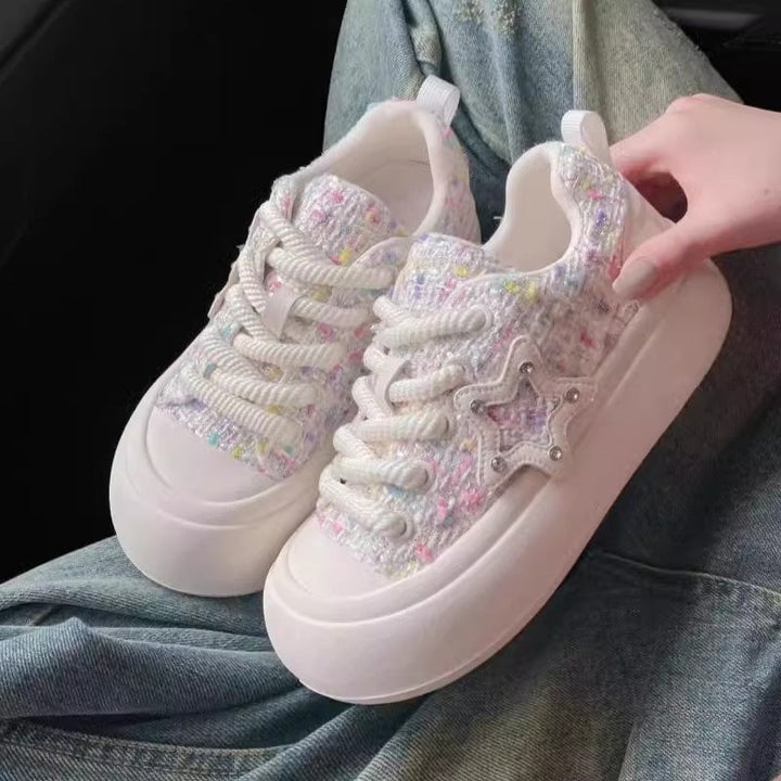 Damen Trendige Komfort-Sneaker mit glitzerndem Sternen-Detail Drune