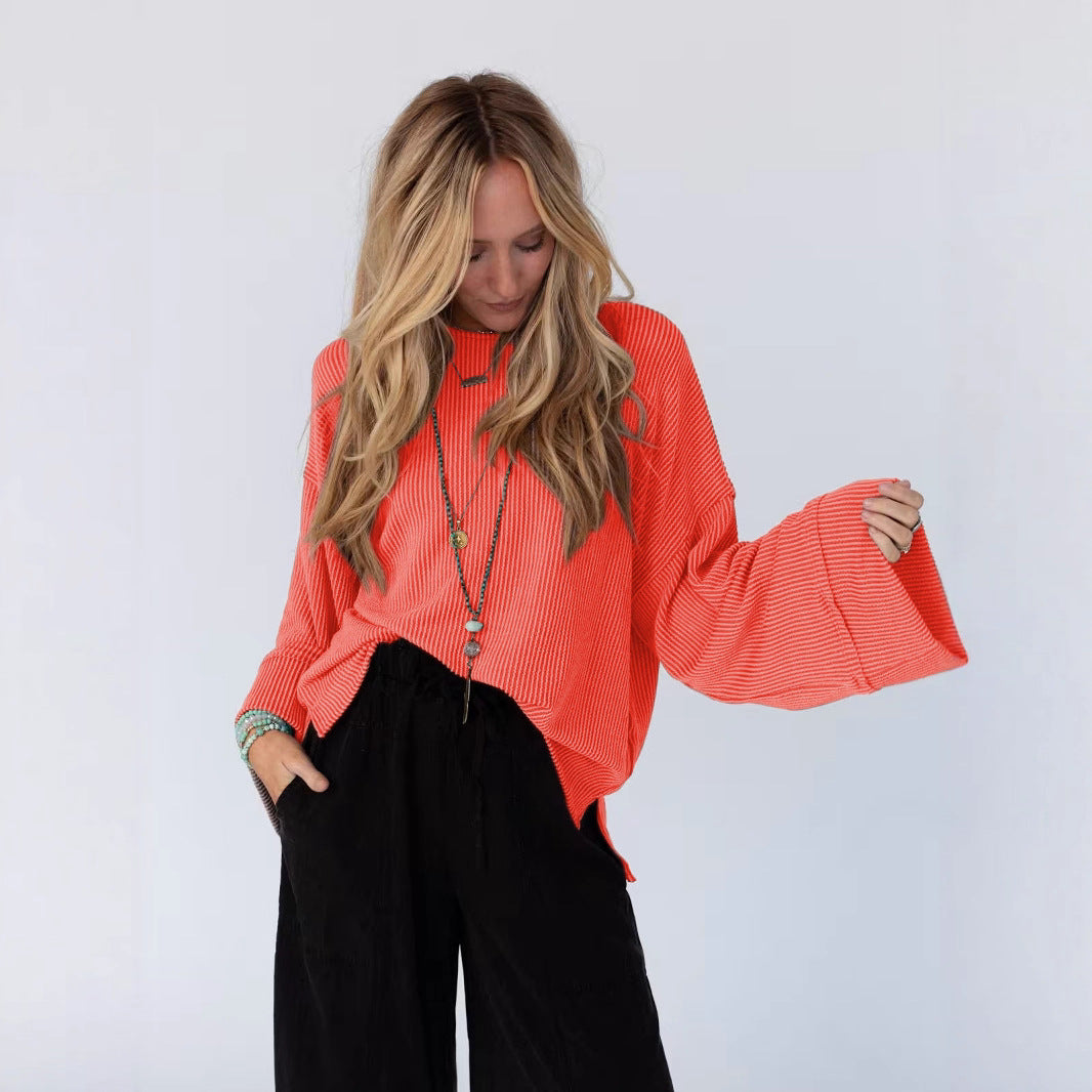 Damen lässiges Oversize-T-Shirt mit strukturiertem Muster Drune