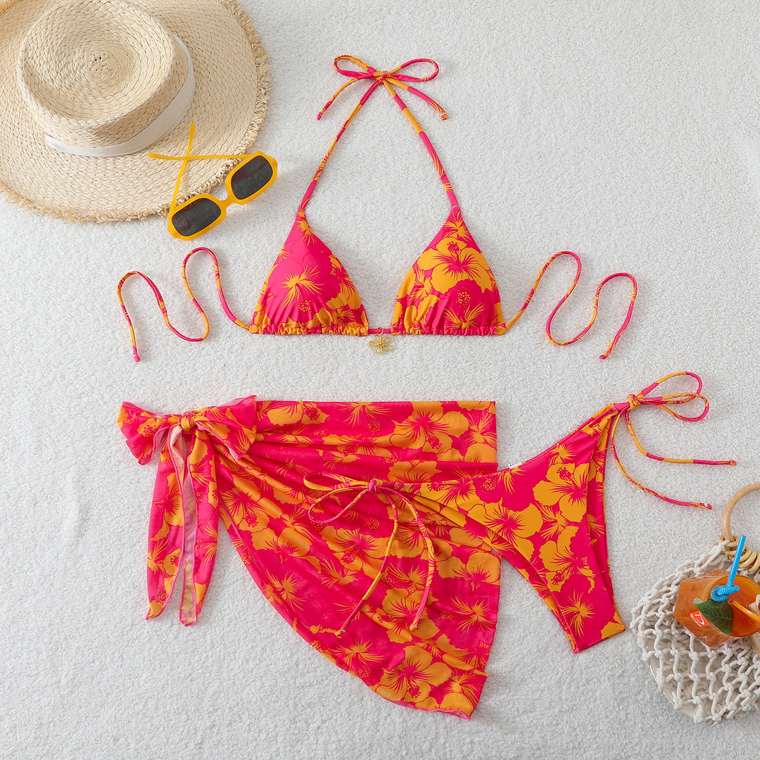 Damen Bikini-Set mit floralem Design und raffiniertem Wickelrock Drune