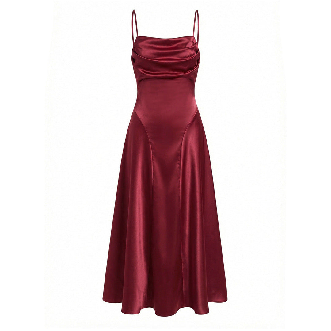 Damen Maxikleid mit eleganter Drapierung und feinem Satin-Finish Drune