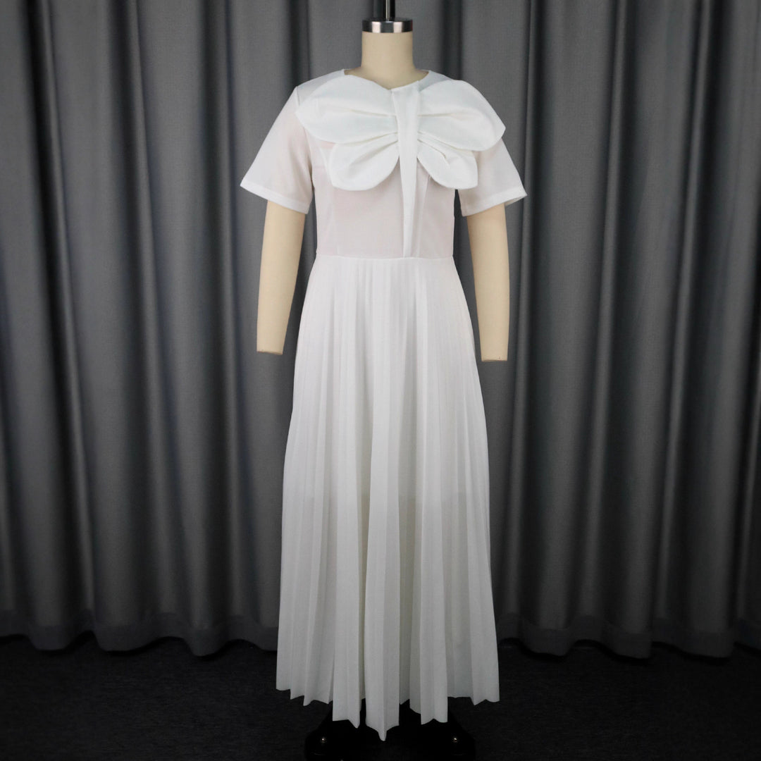 Damen Elegantes Midikleid mit voluminösem Schleifenakzent Drune
