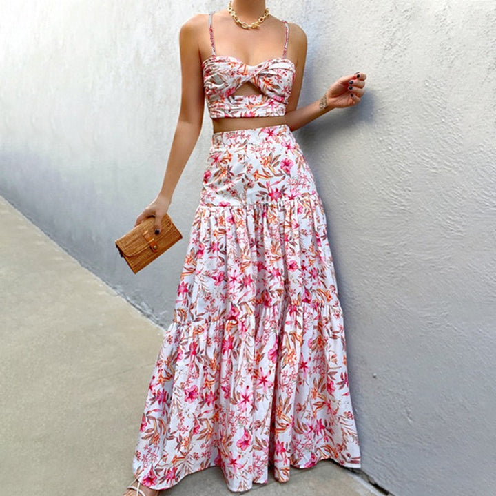 Damen Sommerliches Crop Top und Maxi Rock Set Drune