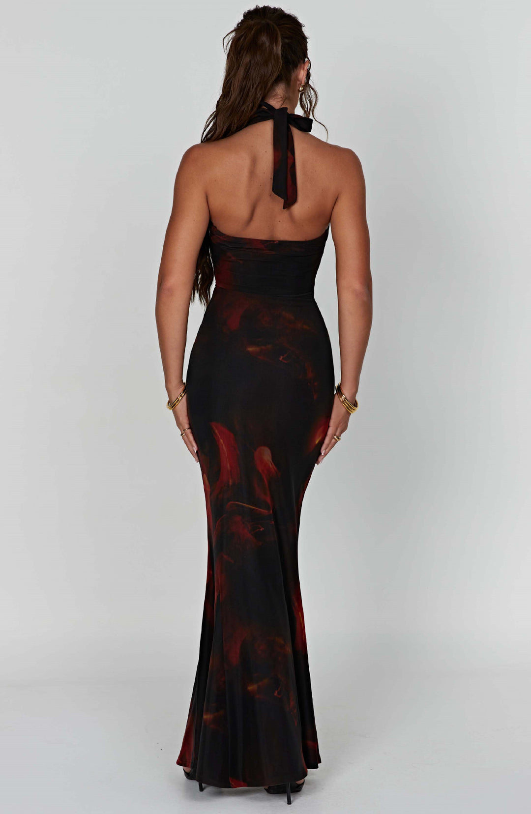 Damen figurbetontes Wickelkleid mit tiefem V-Ausschnitt und raffiniertem Rückenausschnitt Drune
