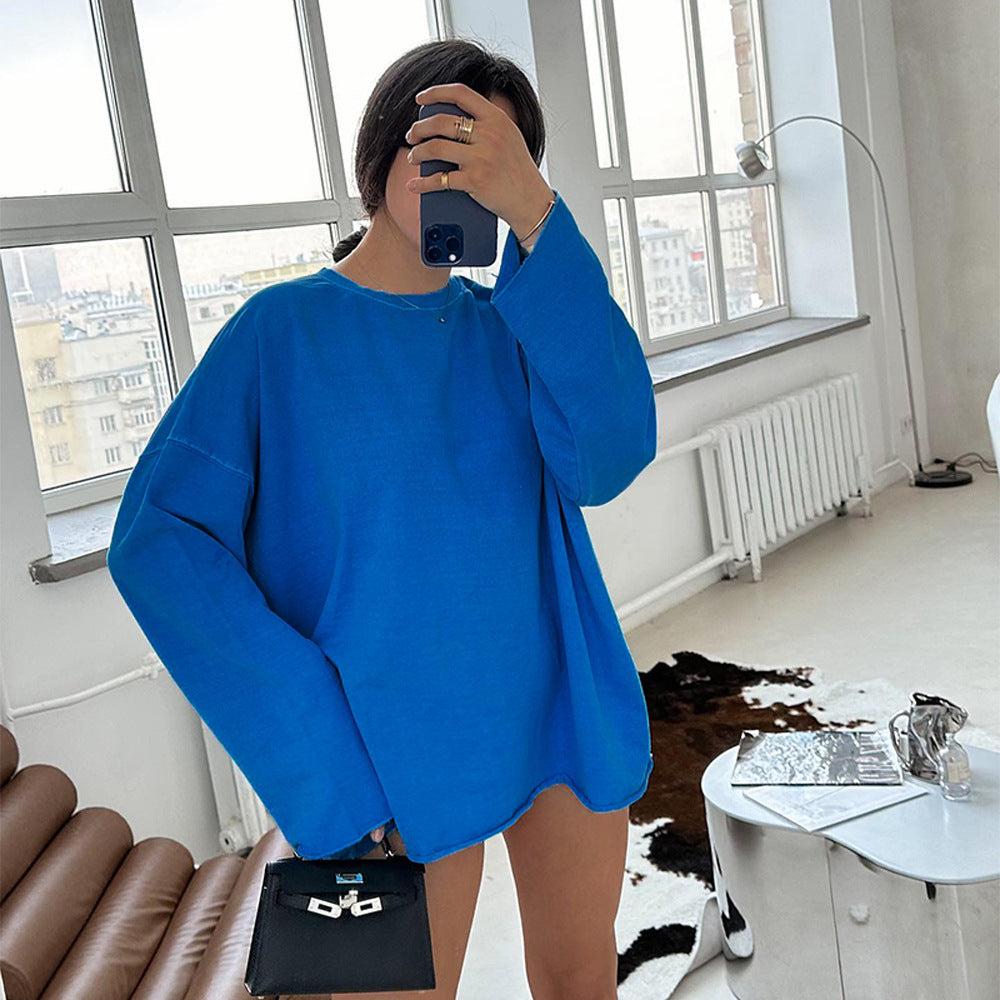 Damen lässiges Leinenoberteil mit weitem Schnitt Drune