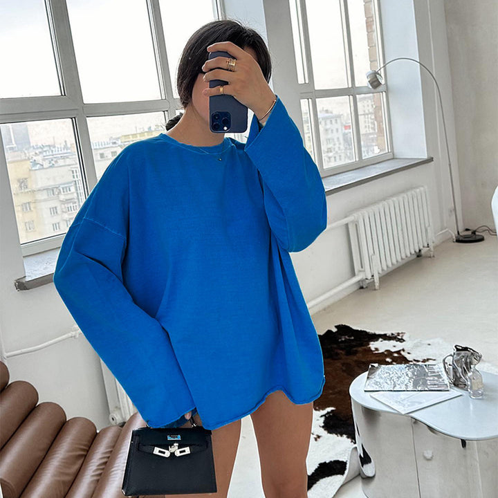 Damen lässiges Leinenoberteil mit weitem Schnitt Drune