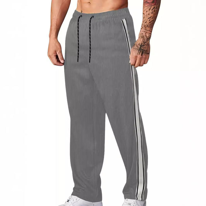 Herren nan gerippte Relax-Jogginghose mit weitem Bein, seitlicher Paspel und elastischem Kordelbund Drune