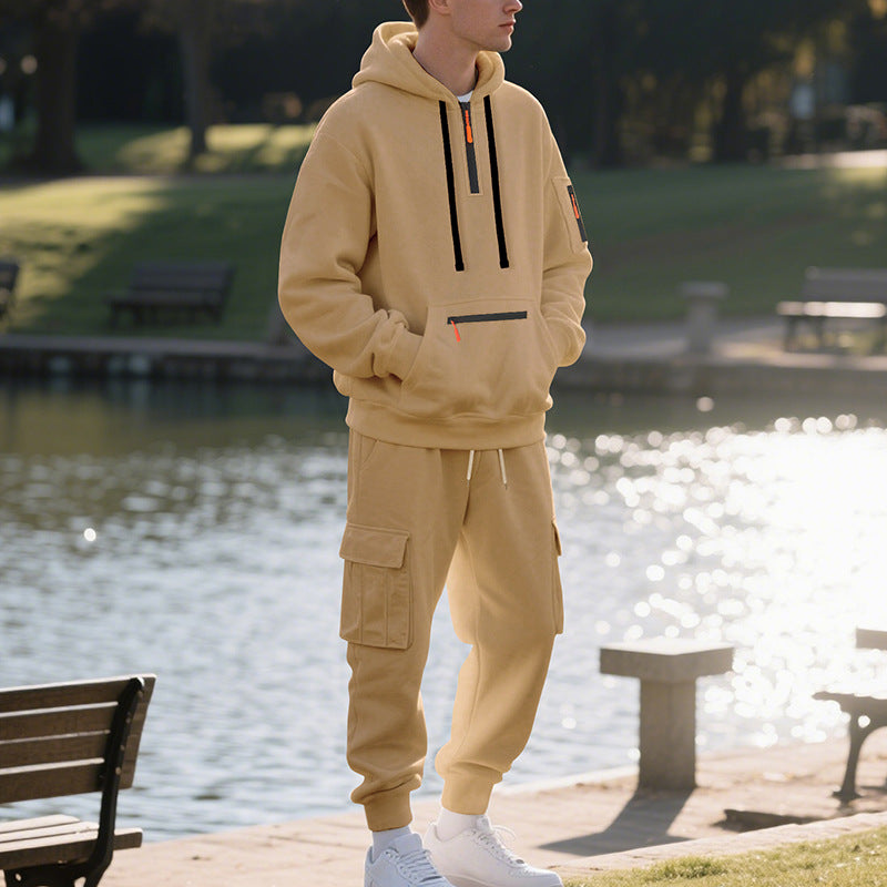 Herren sportliches Hoodie und Bundhose Set mit praktischen Taschen Drune