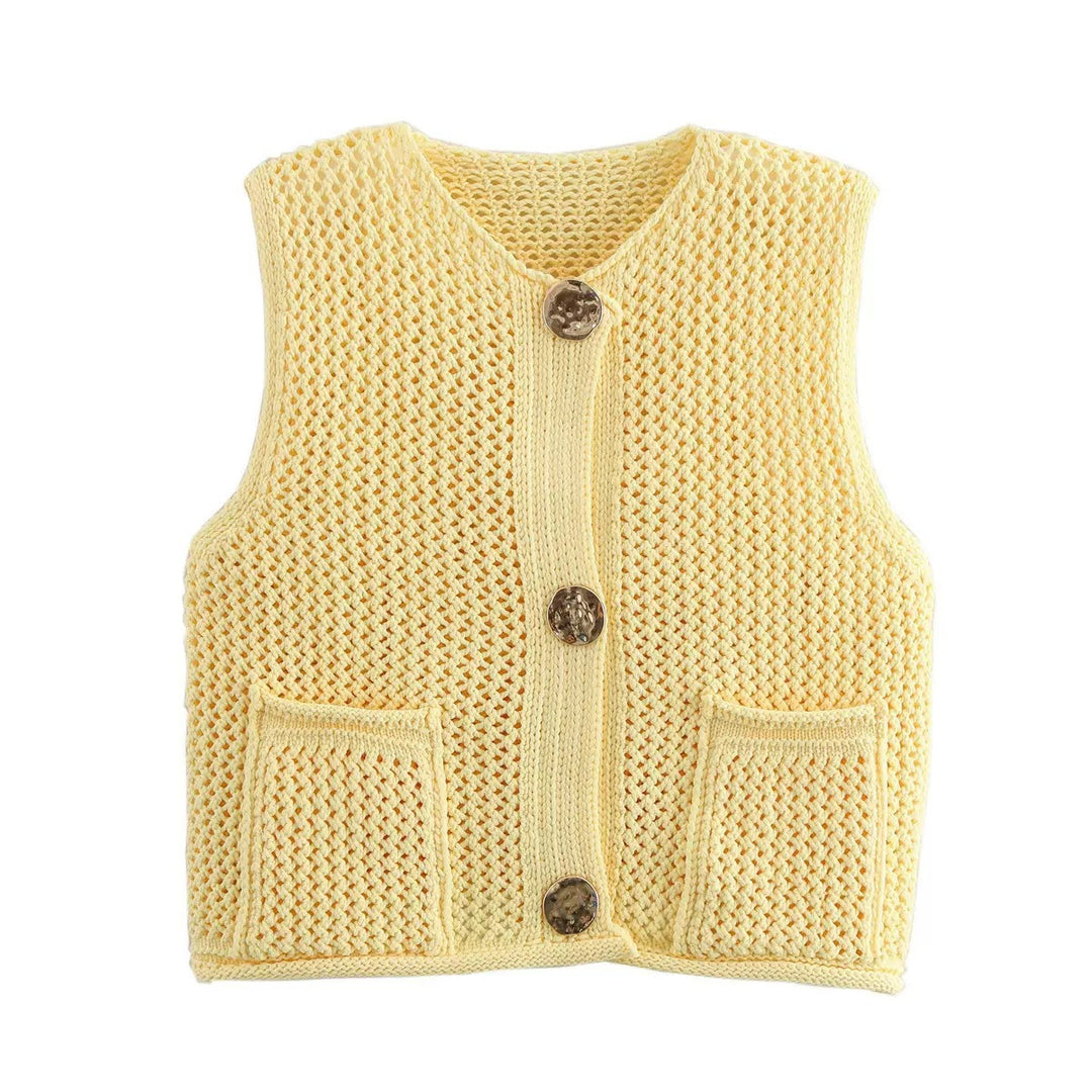 Damen Strickweste mit Knopfdetails und praktischen Taschen Drune