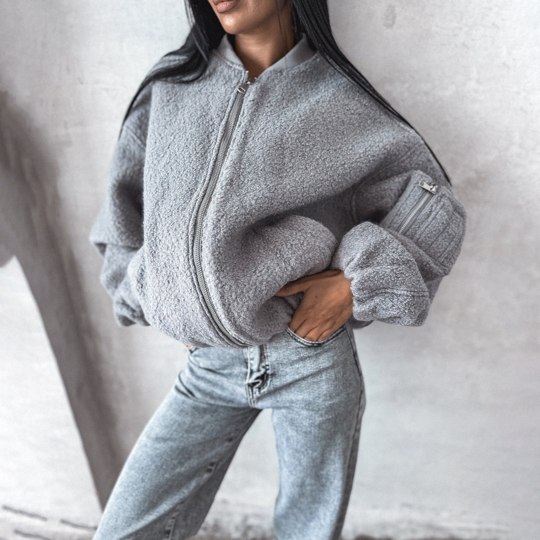Damen kuschelige Fleecejacke mit innovativem Schnitt Drune