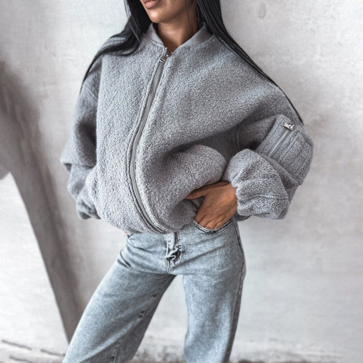 Damen kuschelige Fleecejacke mit innovativem Schnitt Drune