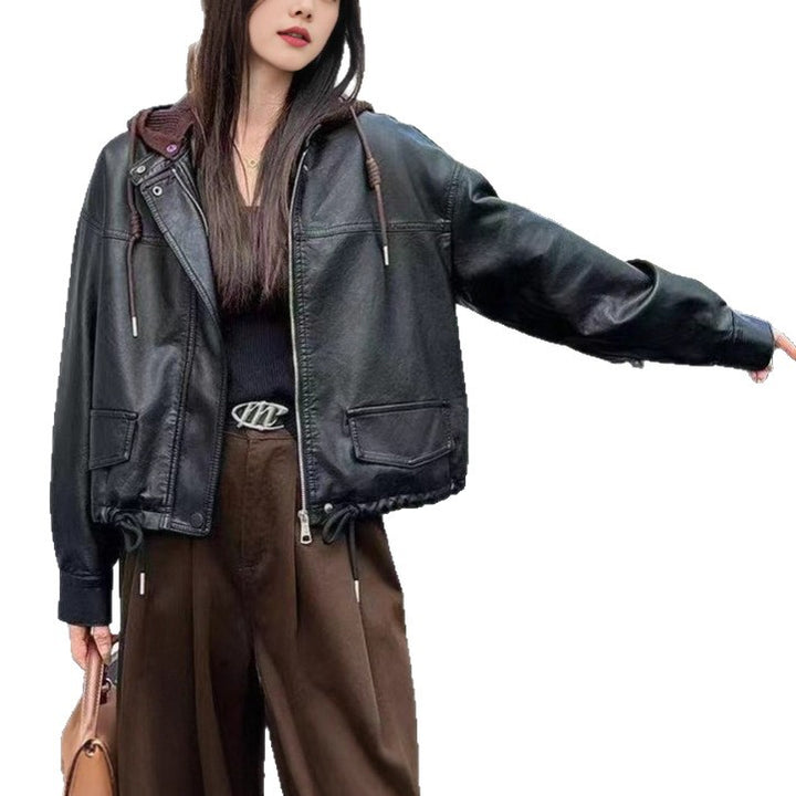 Damen lässige Kunstlederjacke Drune