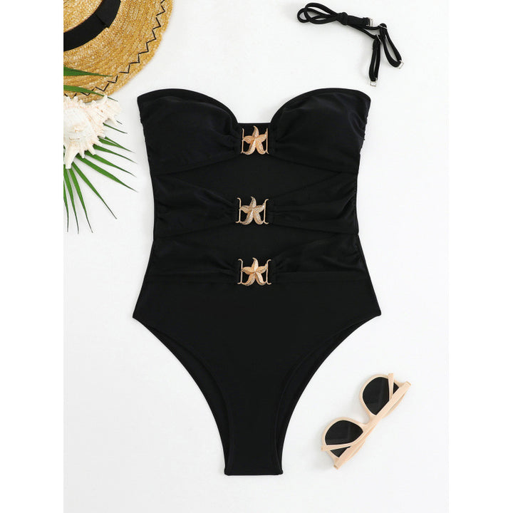 Damen Einteiliger Badeanzug mit eleganten Schnallen und raffinierten Raffung Drune