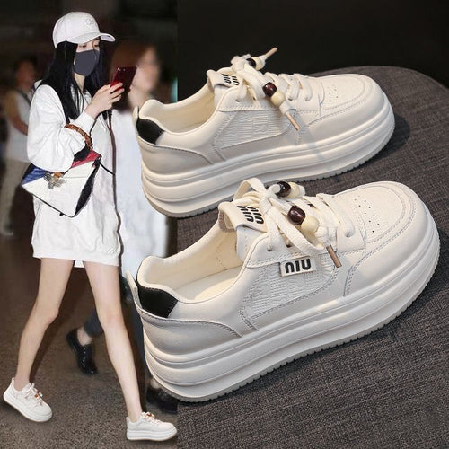 Damen Modische Sneakers mit elastischen Schnürsenkeln und dämpfender Sohle Drune