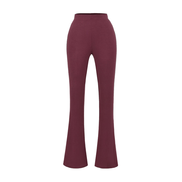 Damen elegante Flared-Hose mit hoch tailliertem Schnitt und feinem Rippdesign Drune