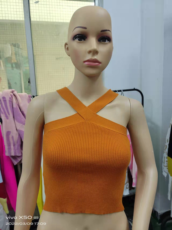 Damen Crop-Top mit schickem Kreuz-Trägerdesign Drune