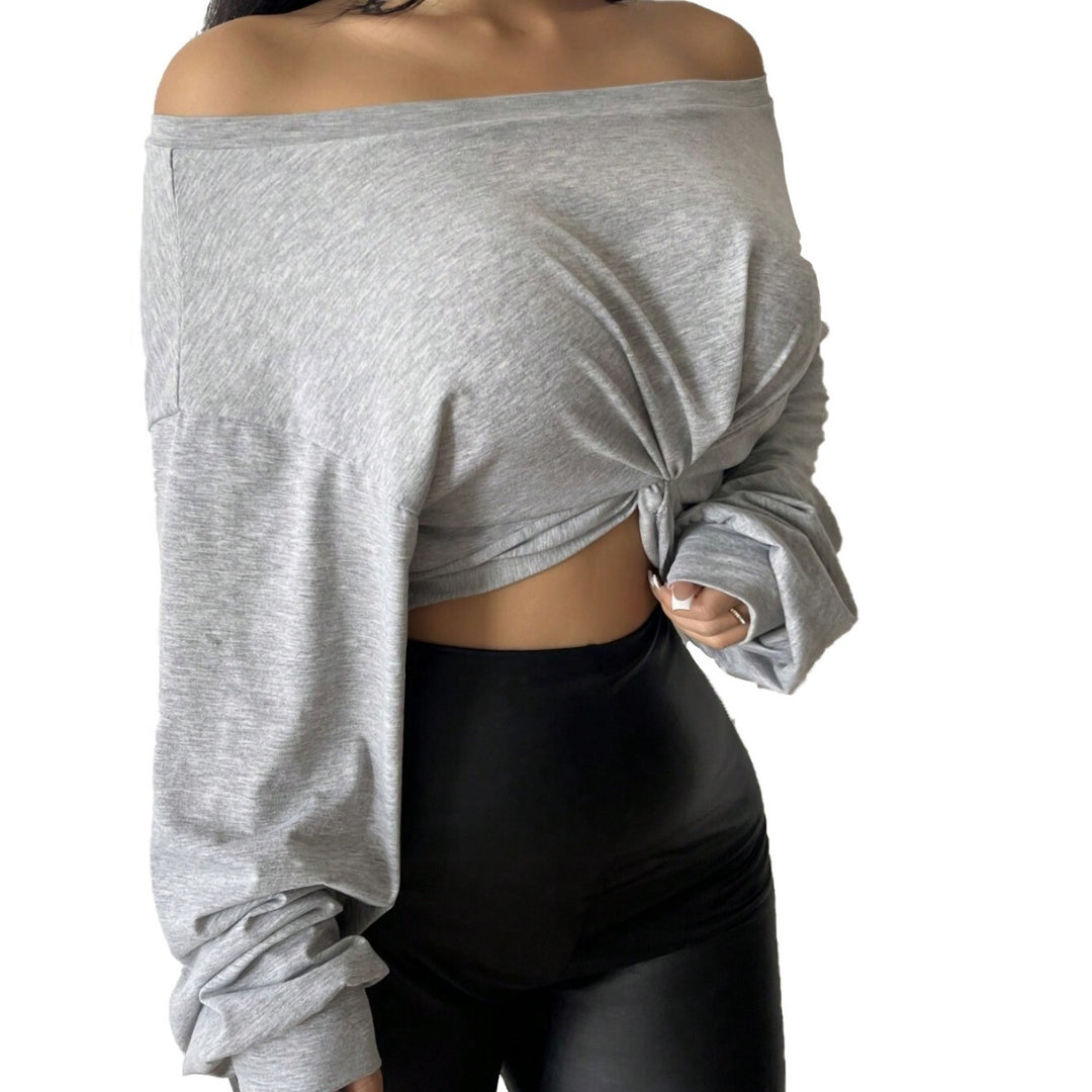 Damen lässiges Oversized-Crop-Top mit Knotted-Design Drune