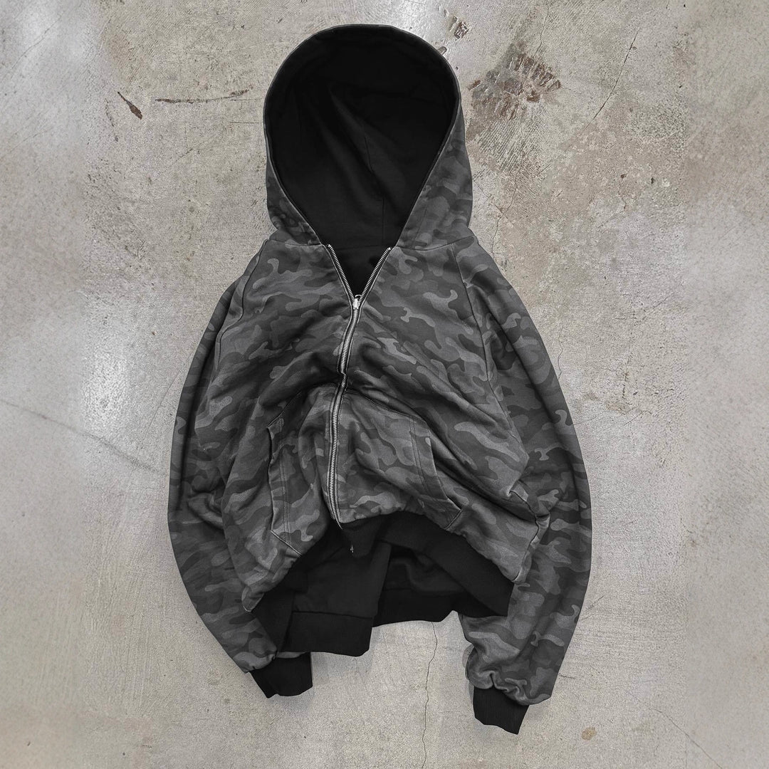 Damen Urbaner Kapuzenpullover mit camouflage Muster und breiten Bündchen Drune