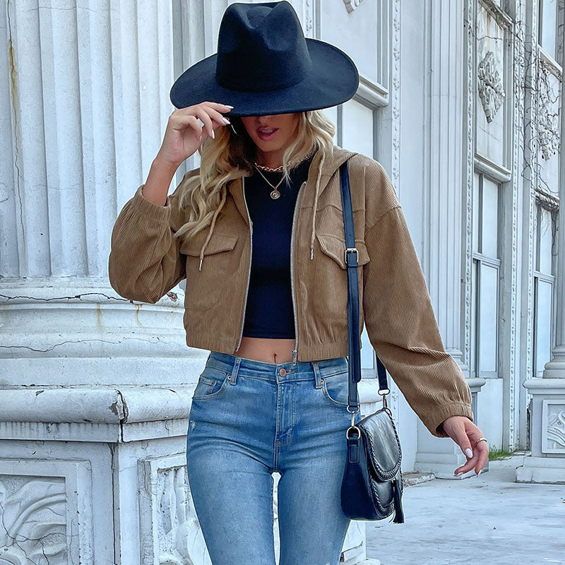 Damen Cordjacke mit lässigem Schnitt und praktischen Taschen Drune
