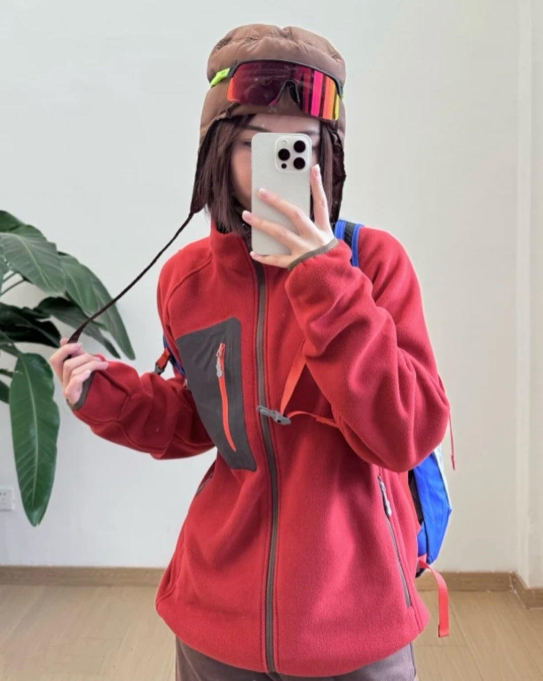 Damen Fleecejacke mit funktionalen Taschen und hohem Kragen Drune